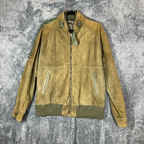 BALLY Giacca Pelle Uomo 44 Marrone Full Zip Made in Italy Tasche Bomber Vintage