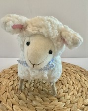 Plush Lamb Nursery Toy Twine Legs Pink Ears Blue Bow 7  