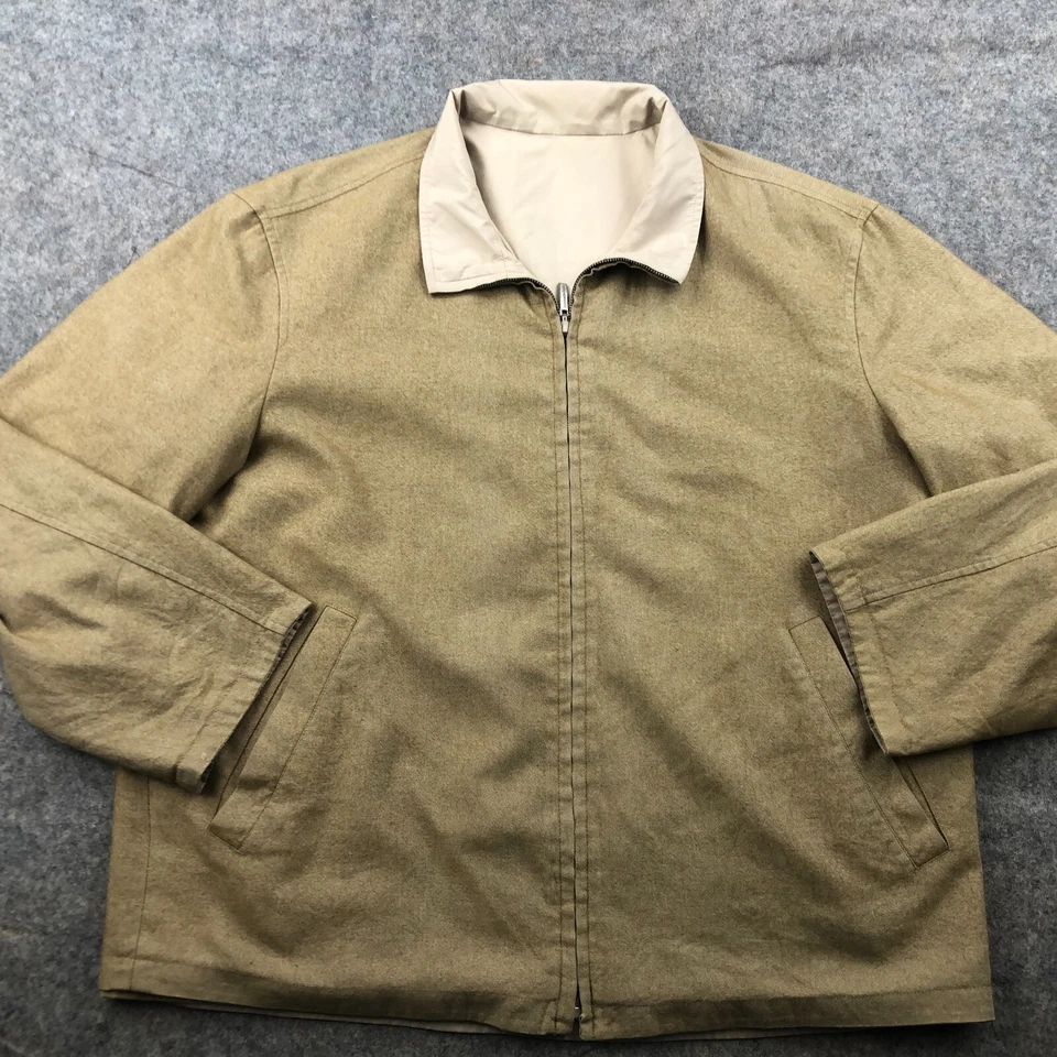 Chaqueta Ermenegildo Zegna Para Hombres XL Beige Bolsillos Bombardero Reversible Seda Cachemira * Foto 2 de 4