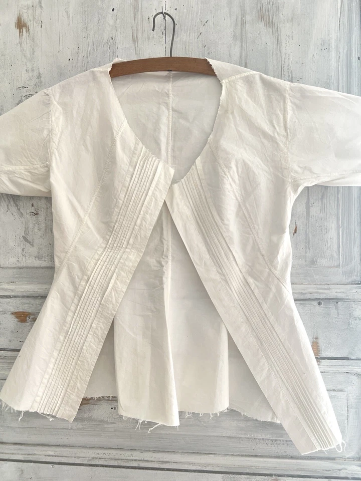 Victoriano Francés Mujer SIN TERMINAR CRUJIENTE Lino Algodón CARACO Pintucks c1900 Foto 4 de 4