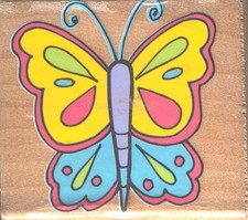 Butterfly Rubber Stamp Wood Mounted 1 3/4 inches by 1 5/8 inches