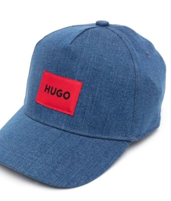 Hugo Boss Kids Cap Sun Hat Denim Blue With Red Logo Patch Size 56