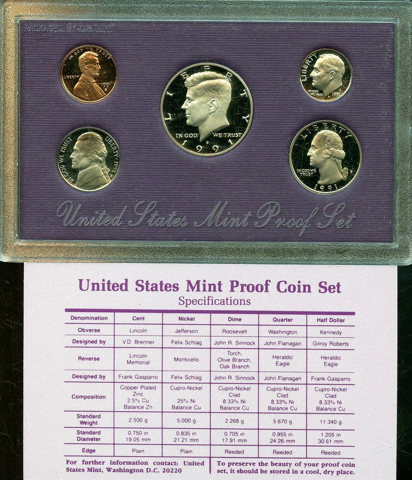 1991-S US Proof Mint Set 5 Coins CLAD 20ua1002 - Image 3 of 4