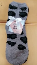 Ladies Cozy Socks Gray/Dark Gray Dots/Solid Black Shoe Sz 4-11- 2 pair