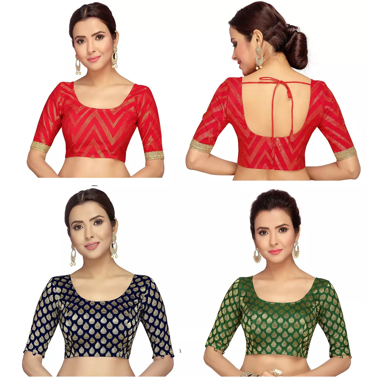 New Polyester Designer Women's Saree Blouse with Embroidered Sleeves