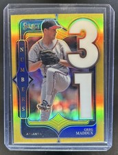 2025 Panini Select Greg Maddux Numbers Gold Prizm #/10 Braves