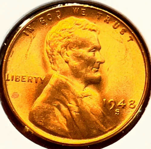1948-S Lincoln Wheat Cent Penny GEM RED BU From an Original Bank Roll