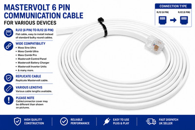 MASTERVOLT 6P6C RJ12 DATENKABEL - PANEL/WECHSELRICHTER KOMBI - VERSCHIEDENE L...