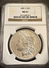 1881-S MORGAN SILVER DOLLAR ** NGC MS-61 **  PROBLEM FREE COIN  (7799)