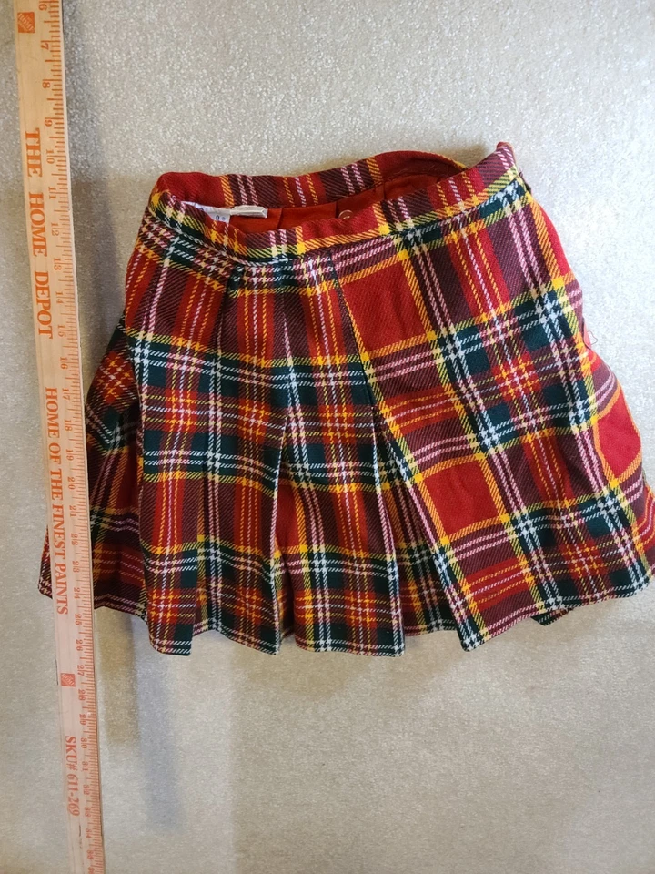 VINTAGE Bobbie Brooks 1970s Wool Blend Plaid Mini Skirt A-Line Vtg 70s Size 7 - Image 2 of 3
