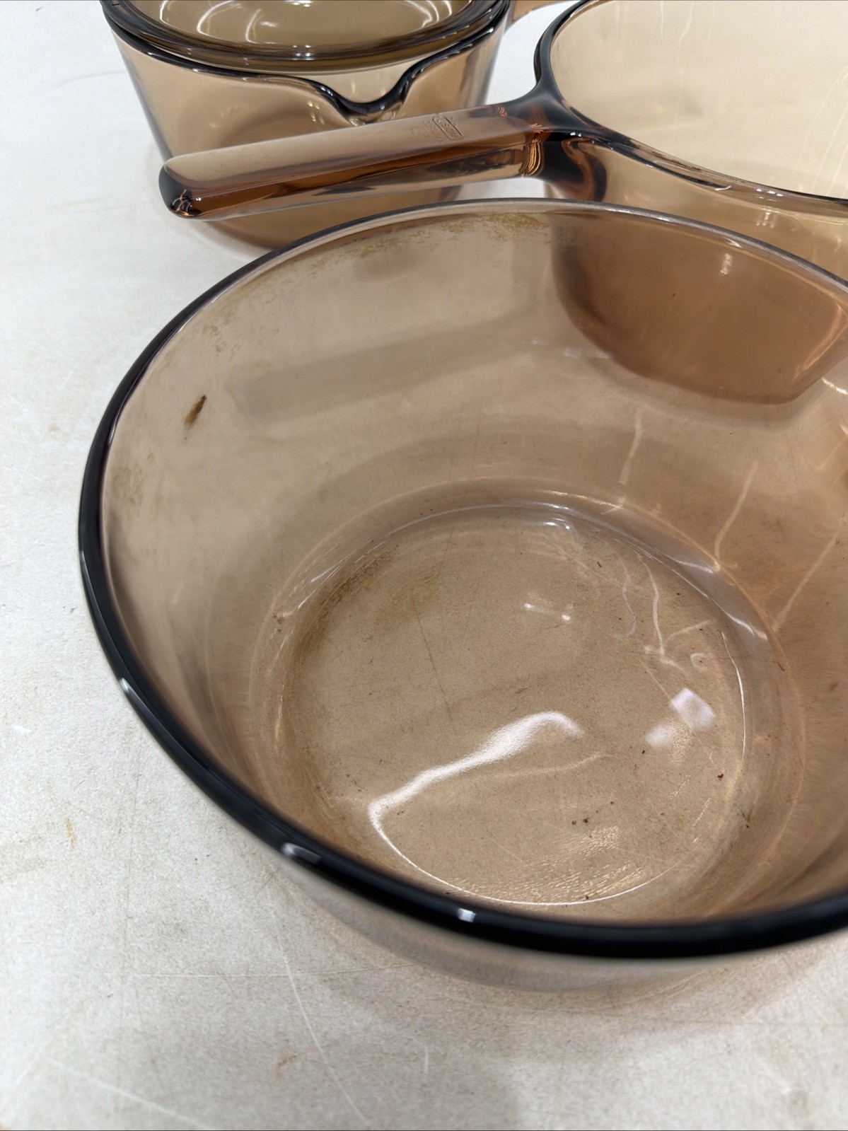 Vision Corning Pyrex Glass 7 Piece Cookware Set Pans Lids Vision France Lot