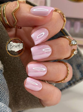Red Aspen Press On Nails &ndash; Blushing Beryl | Short Squoval Acrylic