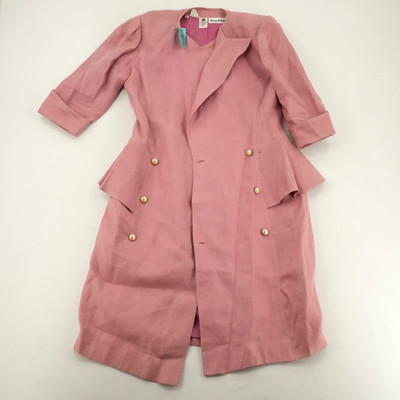 Vintage Emanuel Ungaro Pink Double-Breasted Blazer Dress Gold Buttons Size 8