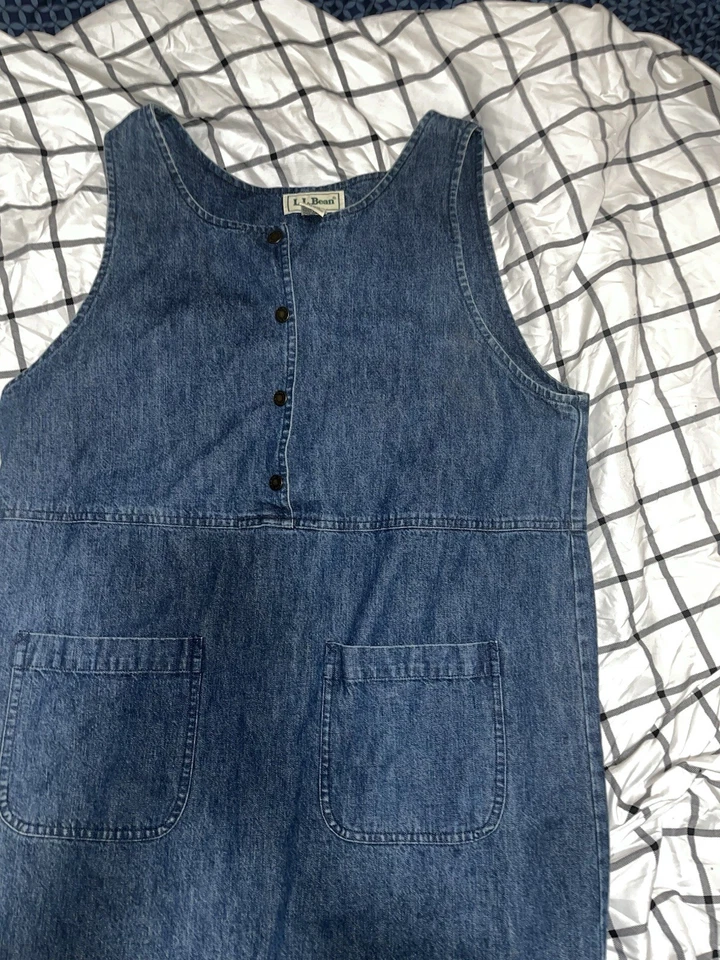 LL Bean Women’s Dress Vintage Maxi Denim Retro Minimalist Jumper Blue Size 8 - Image 2 of 4