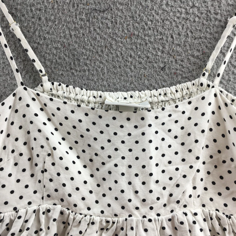 Kate Spade Peplum Top Womens S White Polka Dot Sleeveless Pull On Casual Stretch - Image 3 of 4