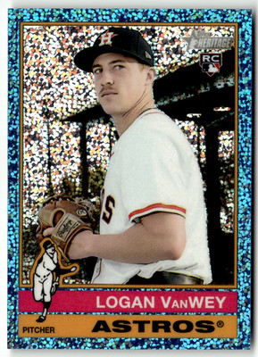 2025 Topps Heritage MLB No. 652 Logan VanWey Rookie Blue Sparkle
