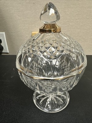 CRISTAL D'ARQUES DURAND LONGCHAMP 24% LEAD CRYSTAL w/ GOLD ACCENTING CANDY DISH