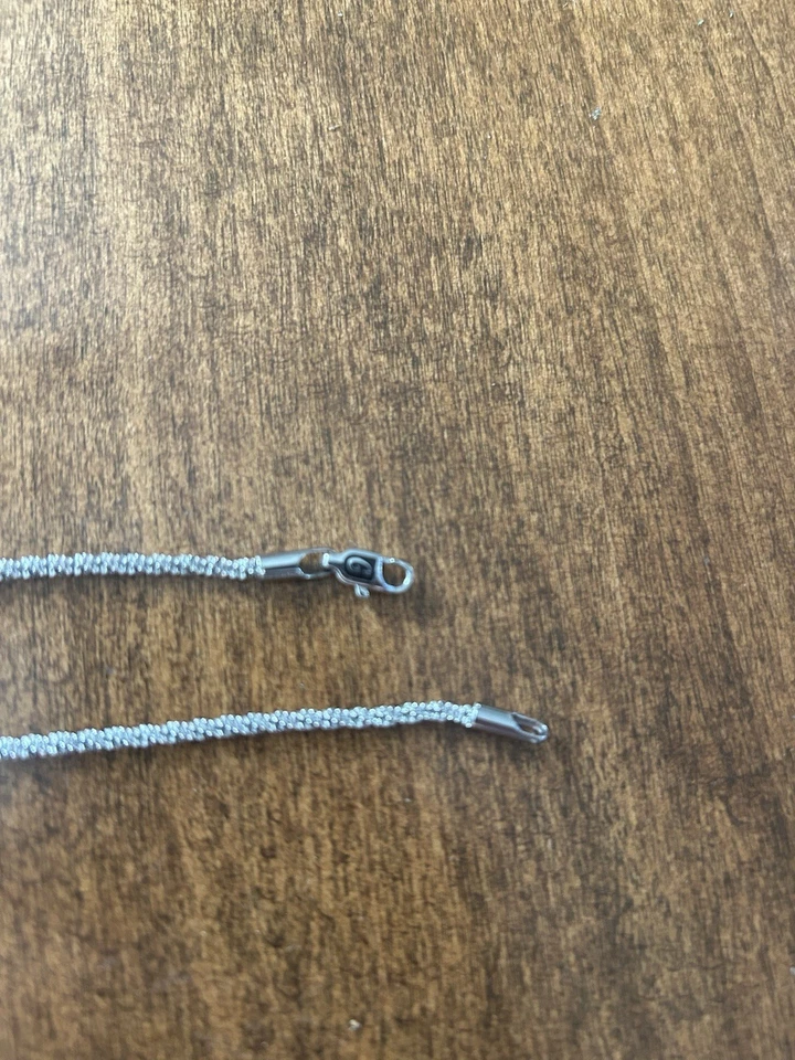 Cadena de palomitas de maíz Shop GLD 14k chapada en oro blanco corte diamante 18’ Foto 3 de 3