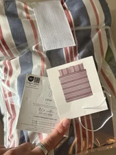 Joie Home Full Queen 100% Cotton 3pc Duvet Cover Set Red White And Blue Stripe!