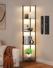Libreria Con Scaffale in Legno a 5 Ripiani E Luce LED Dimmerabile, Touch E Telec