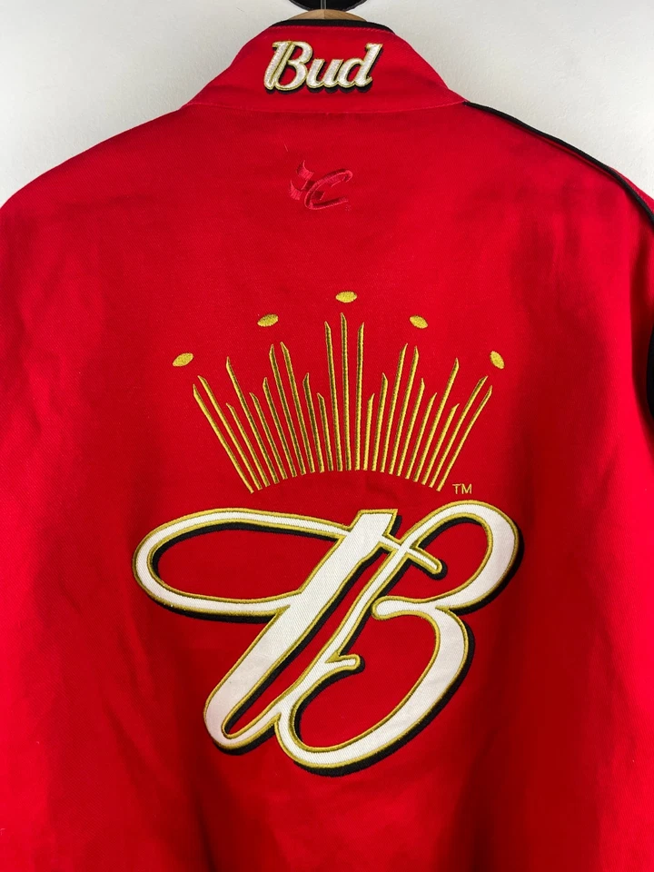 Vintage Nascar Chase Dale Earnhardt Jr Budweiser Red Racing Jacket Size 2XL - Image 4 of 4