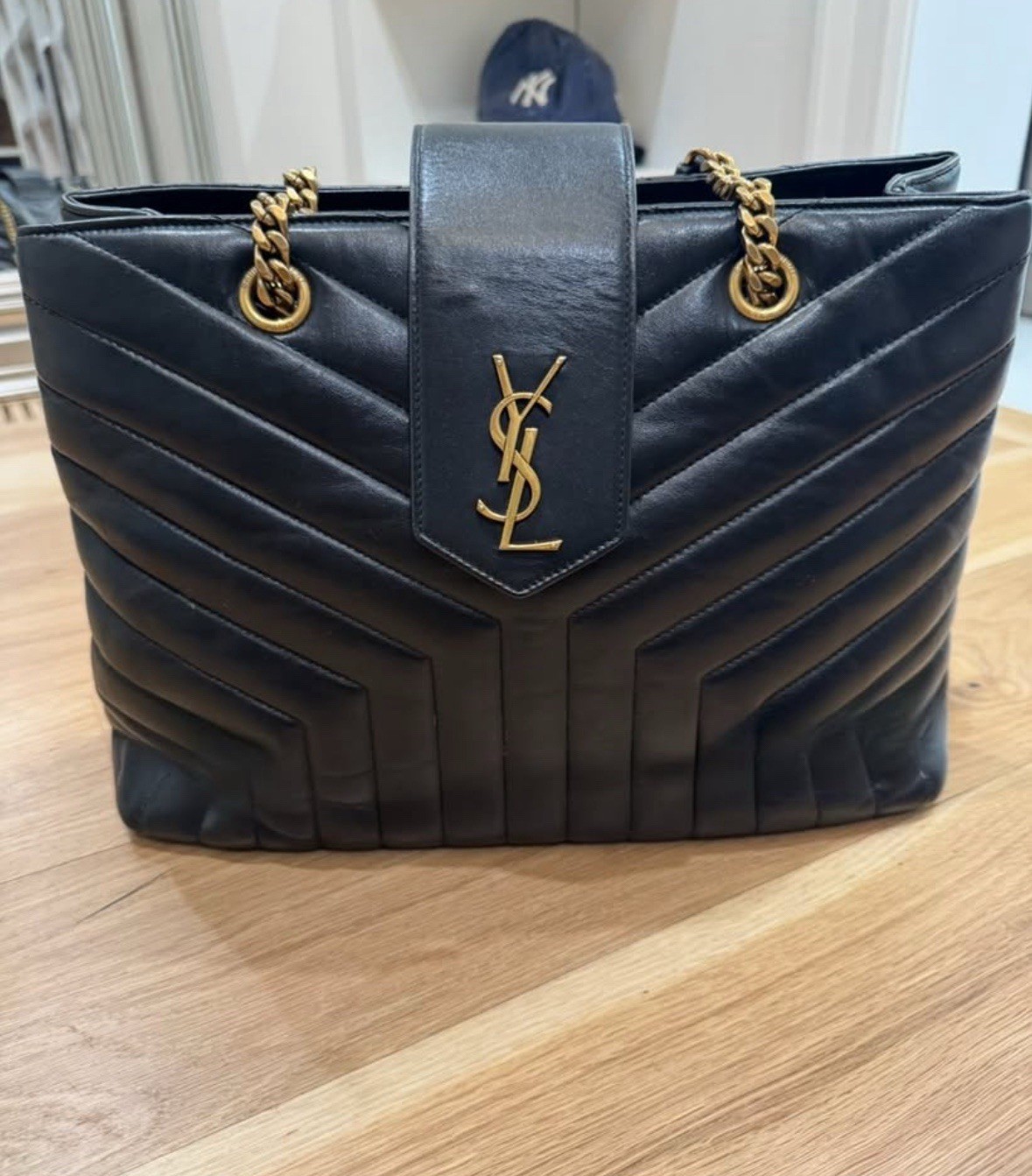 Saint Laurent LouLou Large Chevron Leather Matelasse Tote Bag