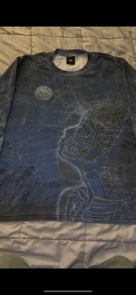 Alex Gray Grey Shirt Tool Art Designer LONG SLEEVE TEE VERY GOOD All-Over LARGE - Image 4 of 4