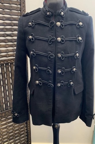 Zara rare Black Velvet Military Jacket Blazer Coat Toggles - small Blogger Fav - Bild 2 von 7