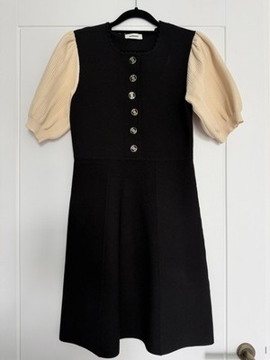 Sandro Black & White Contrast Knit Dress | Size 1 (UK 8)