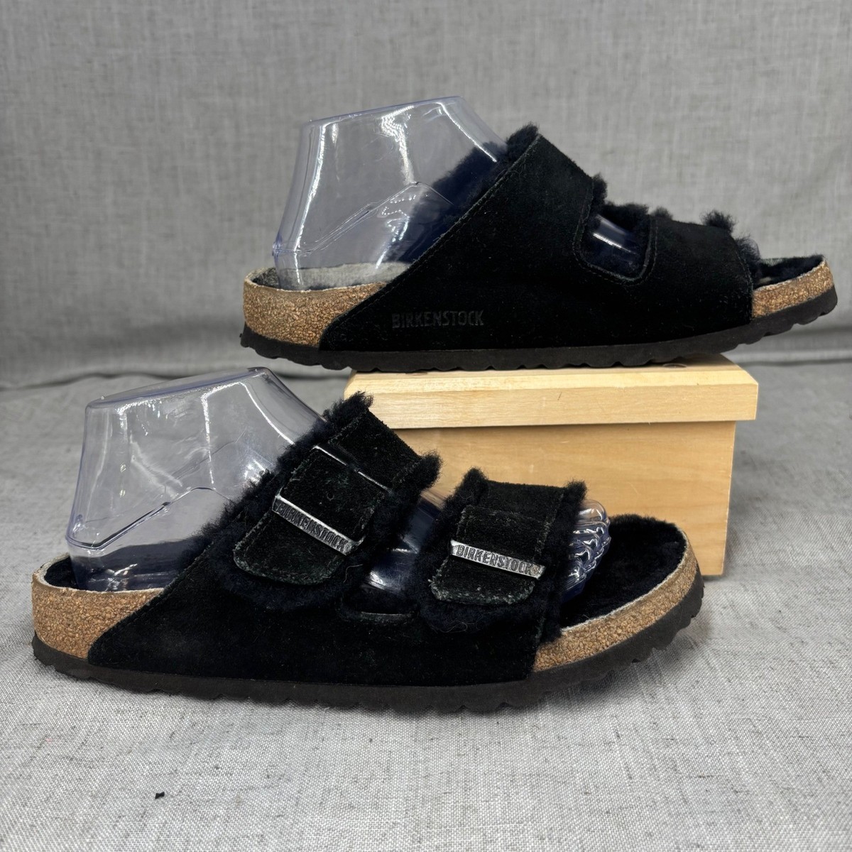 Birkenstock Arizona Shearling Lined Black Suede Sandals  display picture 1
