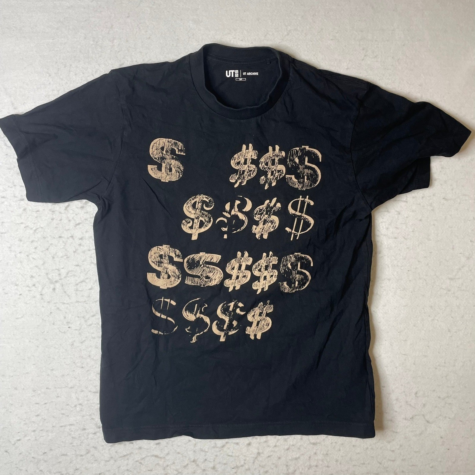 Uniqlo UT Andy Warhol Archive Black Dollar Sign Graphic T Shirt Size S P