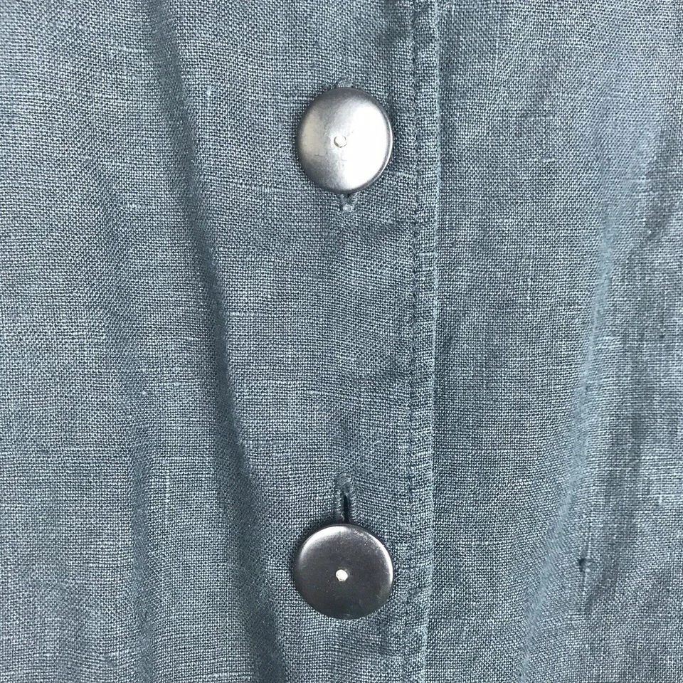 Лен Jeanne Engelhart льняной Shacket кнопка куртка черный карманы Lagenlook маленький - Изображение 3 из 4