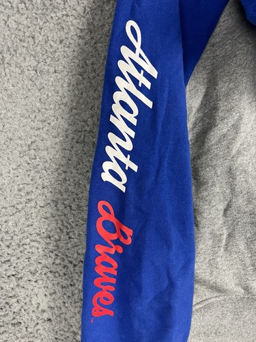 Atlanta Braves Pullover Hoodie Cooperstown New Era Womens Large 1/4 Zip Cropped - Picture 11 of 11