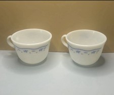 Vintage Pyrex Cup Morning Blue Flowers White Milk Mug Floral Teacup Coffee(2)