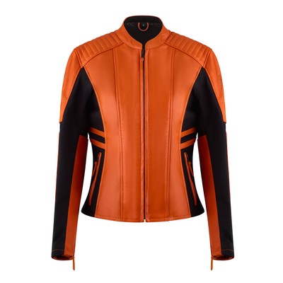 MotoGirl Amelia Damen Motorrad Motorrad Lederjacke orange