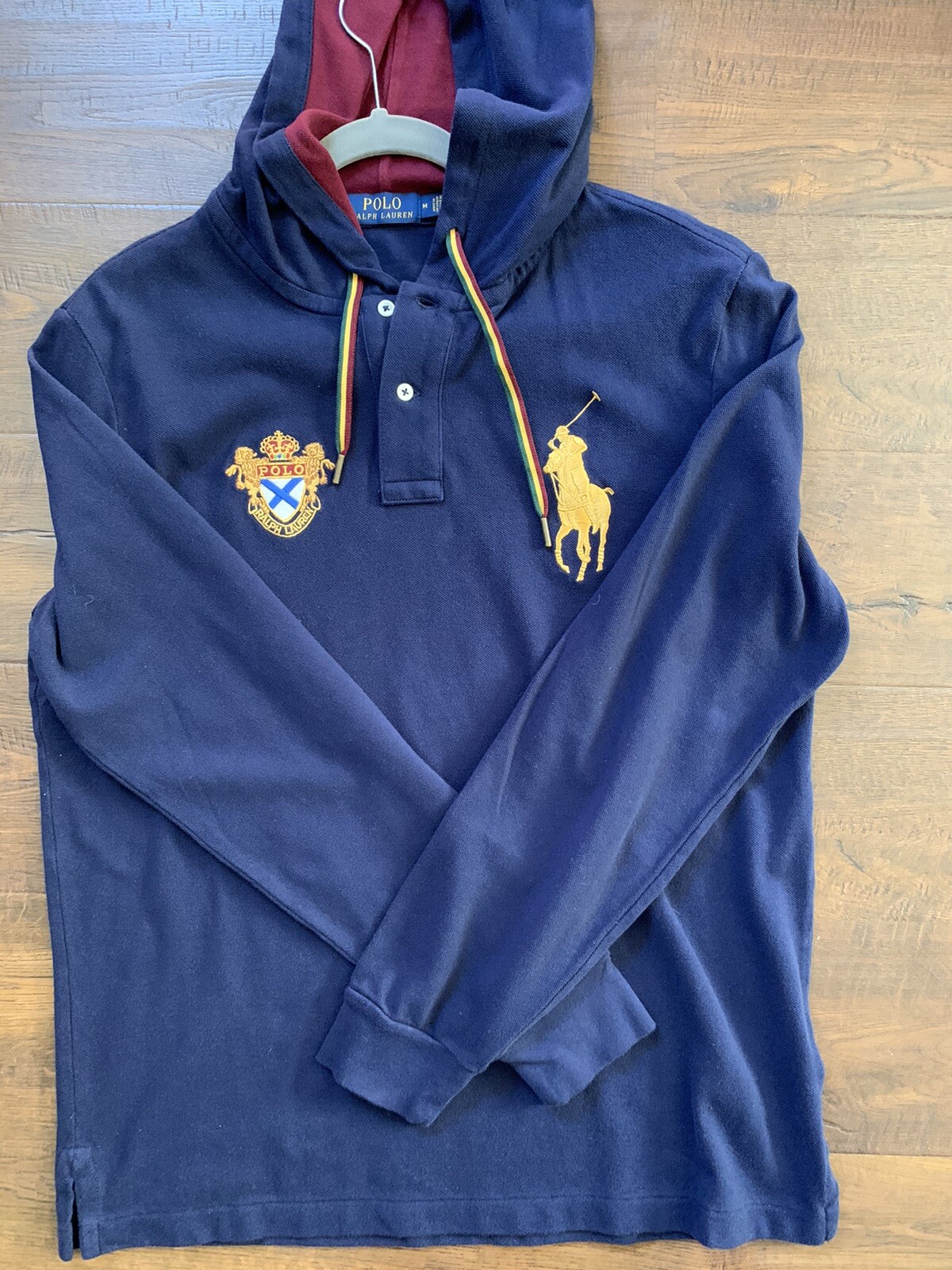 polo ralph lauren grande pony splendidamente ricamata stile Navy Academy felpa con cappuccio