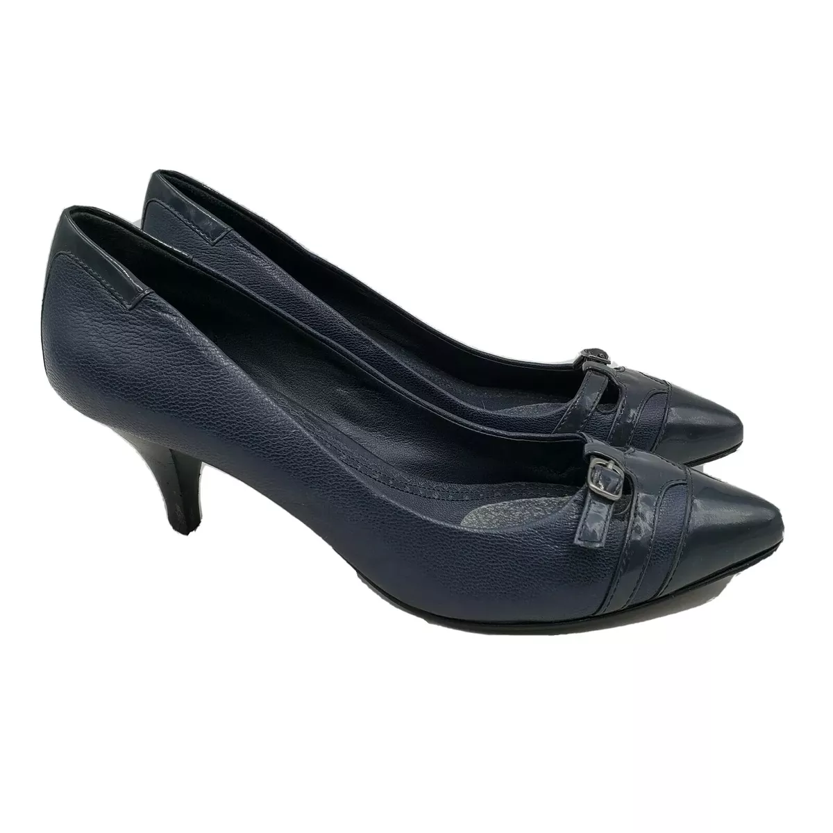 Brooks Brothers Pumps Classic Heels Womens Shoes Size 6.5 Navy Blue Leather