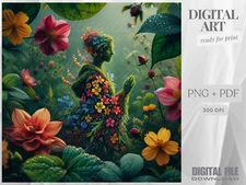 Female, Nature, Flowers, Fantasy, Mythology, Digital AI Art, Wall, Poster, Print