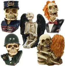 Hand Painted Resin Skull Figurine Gothic Fantasy Collectors Display Ornament