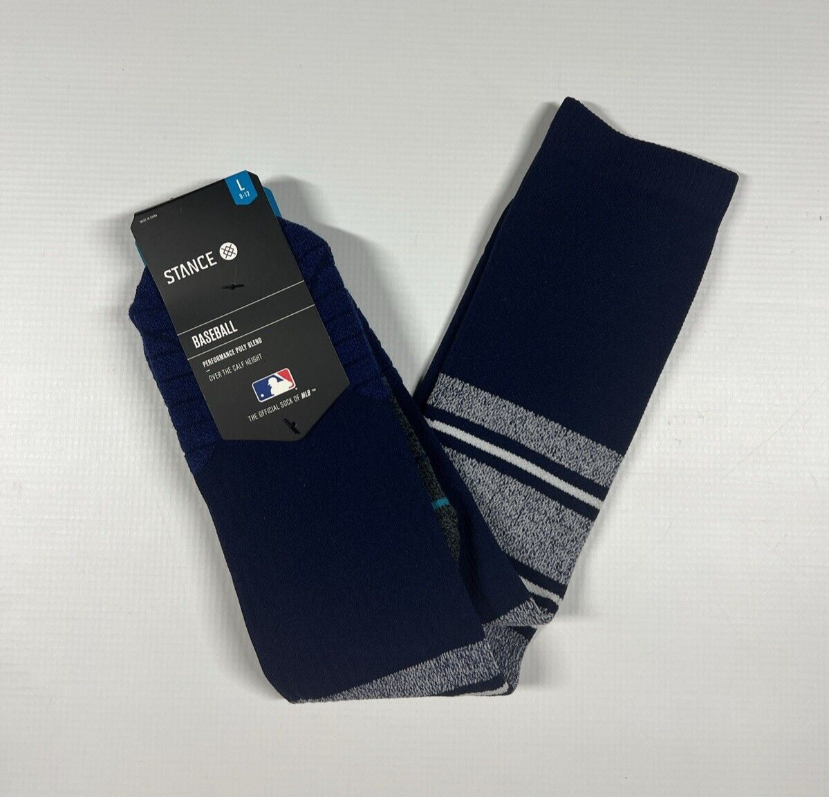Navy Blue Stance Diamond Pro Stripe OTC Socks Size Large NWT