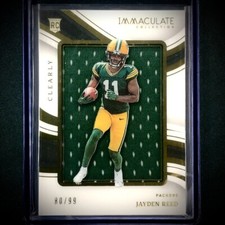 2023 Immaculate Football Jayden Reed RC Clearly Rookie Jersey /99 SP GB Packers