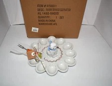 Mud Pie Bunny Deviled Egg Platter 3-Piece Set #41580011 NWT