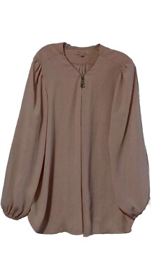 Philosophy Womens Shirt Tunic Top Size 3X Long Sleeve Silver Zip Front Pink Read