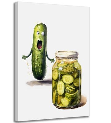 Modern Aesthetic Funny Pickle Canvas Wall Art Whimsical Fun Cucumber Watercol...