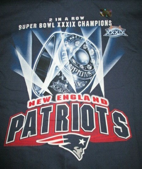FILA Maglietta NEW ENGLAND PATRIOTS Champions 2 IN A ROW (MED) SUPER BOWL XXXIX Holo