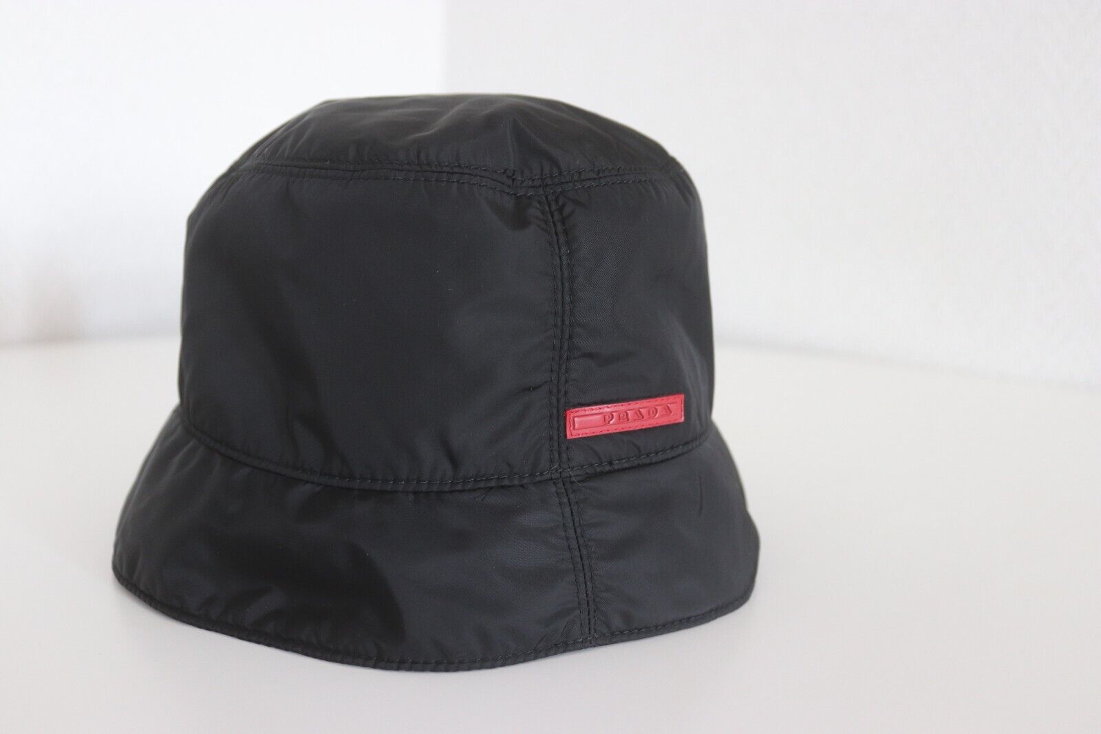 PRADA Rare Linea Rossa 90s 00s Bucket Hat Black Nylon size M Made