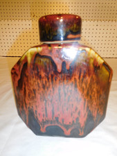 Antique Reddish Brown Thick Glaze Ceramic Jar with Cap