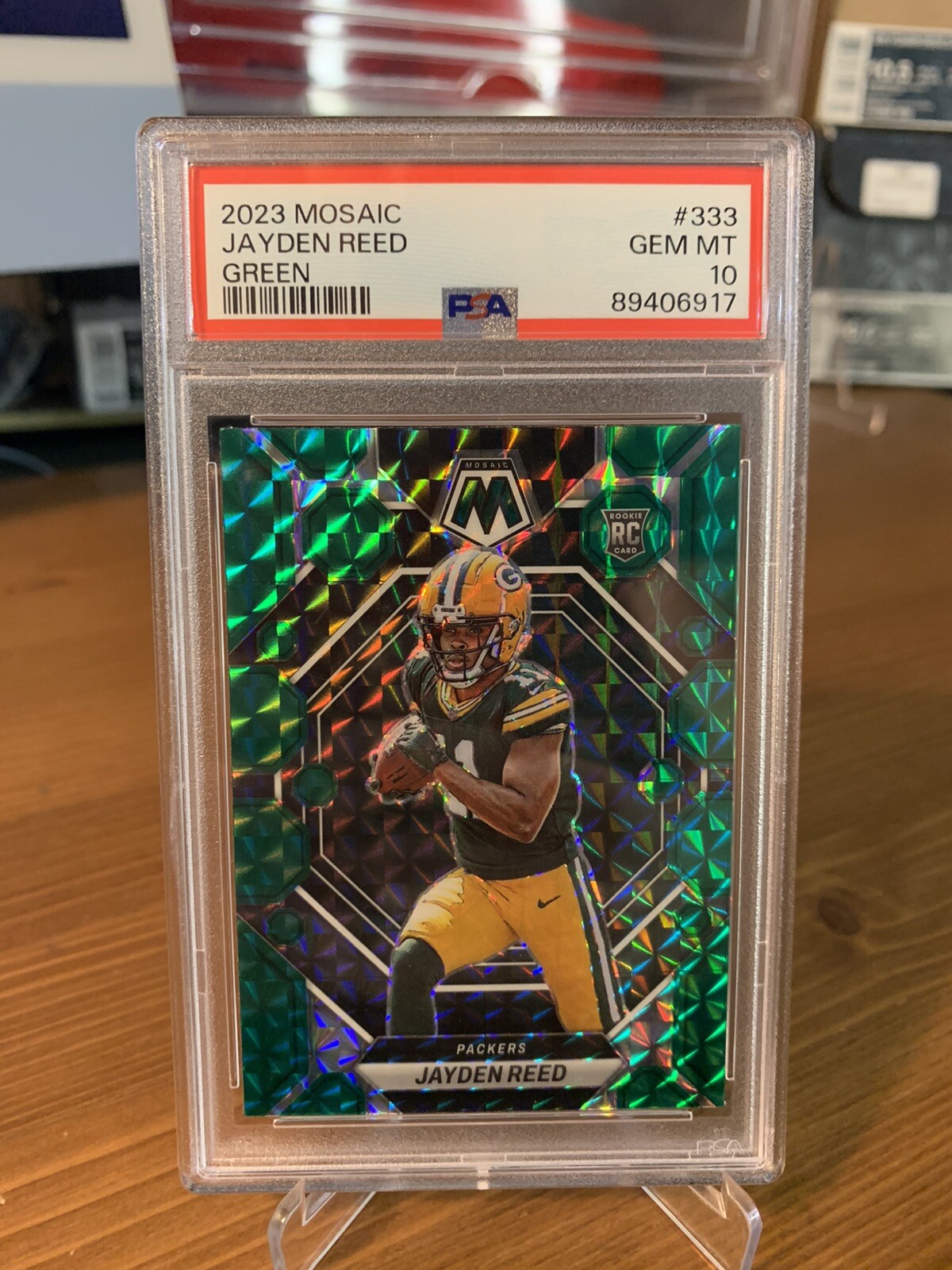 2023 Mosaic Jayden Reed Green Prizm Color Match Rc PSA 10 Gem Mint Packers #333