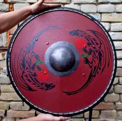 Medieval Wooden Viking Round Authentic shield Eastern Kalkan , Warrior Shield
