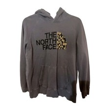 The North Face Womens Gray Long Sleeve Fleece Pullover Hoodie Size Large